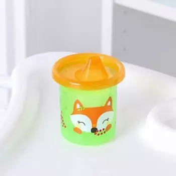 Поильник детский «Лисичка Соня» с твёрдым носиком, 200 мл, цвет зеленый/оранжевый