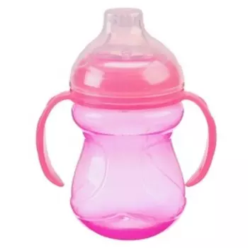 Поильник детский с силиконовым носиком, с ручками, 240 мл., цвет розовый