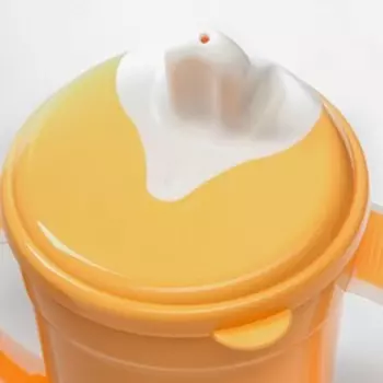 Поильник с мягким носиком, с ручками, 320 мл., цвет оранжевый