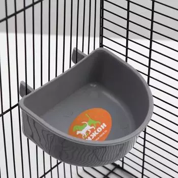 Миска пластиковая в клетку и для переносок 250 мл, серая