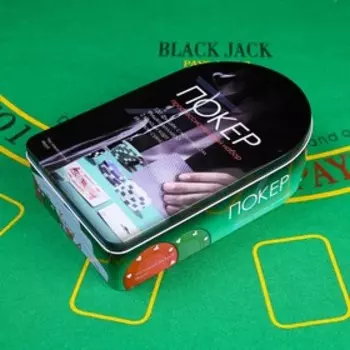 Покер, набор для игры (карты 2 колоды, фишки 120 шт.), с номиналом, 5740 см