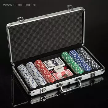 Покер в металлическом кейсе (2 колоды, фишки 300 шт. с/номиналом, 5 кубиков), 2139,5 см