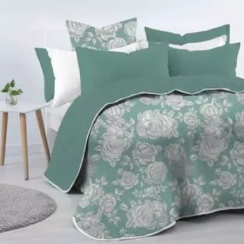 Покрывало двустороннее стеганное Rozalia, размер 200x220 см, цвет аква