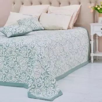 Покрывало хлопковое Этель «Узоры» 180х240±5 см, цвет зеленый, 100%хлопок, 300гр/м2