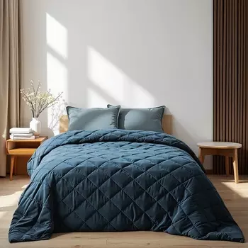 Покрывало «Этель» 220240±5 см, велюр, синее