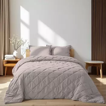 Покрывало «Этель» 220240±5 см, велюр, светло-серое