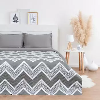 Покрывало LoveLife евро "Зигзаги", цвет серый, 200х210±5см, микрофайбер, 100% п/э