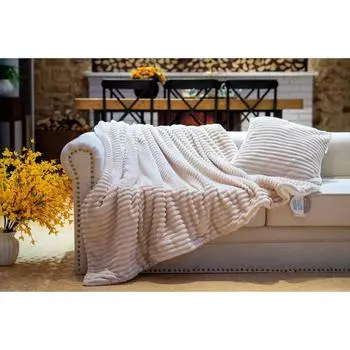 Покрывало «Полоса», размер 220х240 см, цвет бежевый