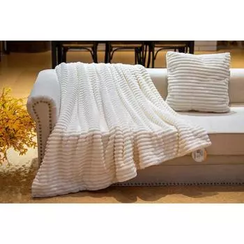 Покрывало «Полоса», размер 220х240 см, цвет молоко