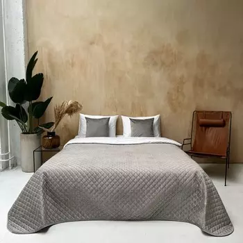 Покрывало с наволочками «Бархат +», размер 230х240 см, цвет светло-серый