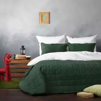 Покрывало с наволочками «Софт», размер 250х270 см, цвет изумрудный