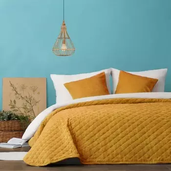 Покрывало с наволочками «Тина», размер 160х230 см, цвет желтый