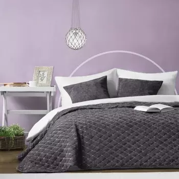 Покрывало с наволочками «Тина», размер 230х250 см, цвет темно-серый