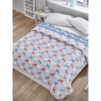 Покрывало стеганное Dog show, размер 150х200 см, цвет серый