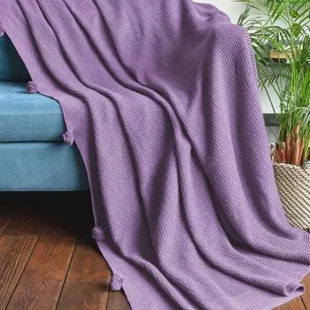 Покрывало вязаное «Бруно», размер 200х220 см, цвет лавандовый