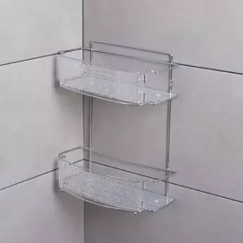 Полка для ванной Доляна, 2-х ярусная, 301337 см, хромированная