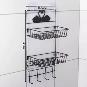 Полка 3-х ярусная, 6 крючков, 473014 см, чёрная