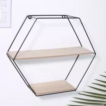 Полка 2-х ярусная Доляна «Лофт», 3711.532.5 см, чёрная