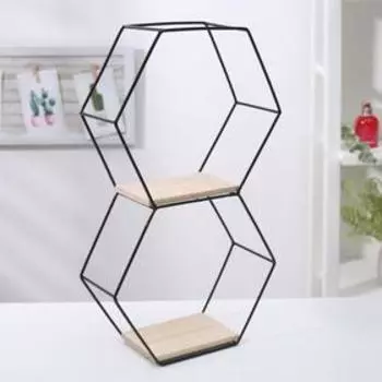 Полка 2-х ярусная Доляна «Лофт», 4123.59.5 см, чёрная