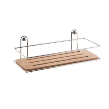 Полка Axentia Bonja одноярусная, прямая, хромированная с бамбуком, 26,5х8,5х12 см