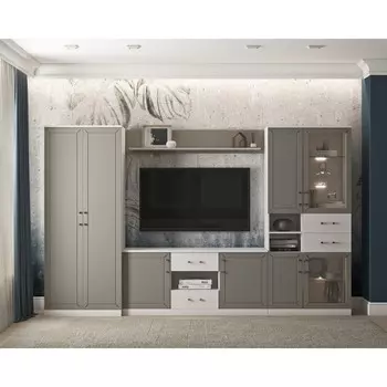 Полка «Босфор», 1530224256 мм, цвет ЛДСП ясень анкор светлый / МДФ глиняный серый