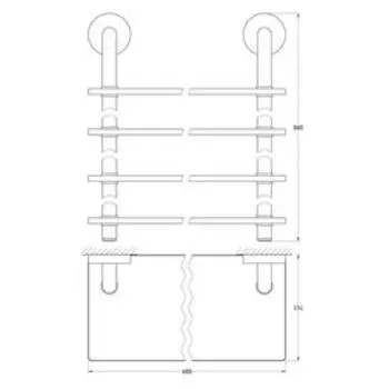 Полка четырёхъярусная, ширина 60 см, матовое стекло, хром