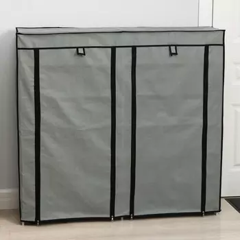 Полка для обуви двойная, 6 ярусов, 118×30×120 см, цвет серый