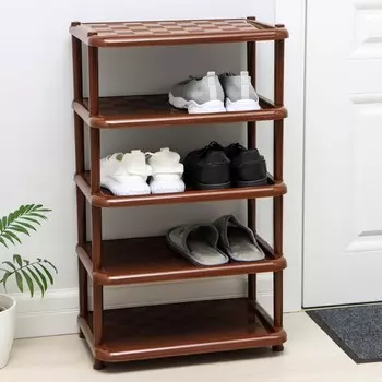 Полка для обуви «Универсал», 5 ярусов, 49,730,783,7 см, пластик, коричневая