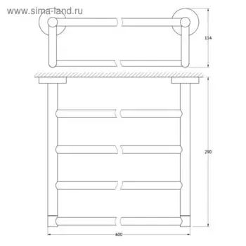 Полка для полотенец со штангой, ширина 60 см, хром