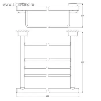 Полка для полотенец со штангой, ширина 60 см, хром