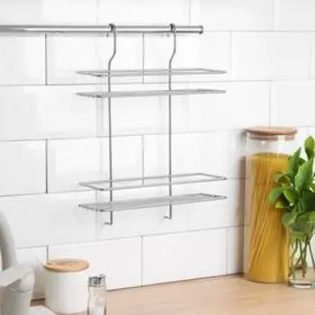 Полка для рейлинга прямая, 2-х ярусная, 3826,511,5 см, d=25 мм, цвет хром