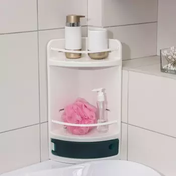 Полка для ванной угловая, 19×19×46,5 см, цвет зелёный