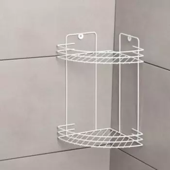 Полка для ванной угловая 2-х ярусная, 1930 см, белая