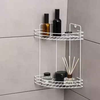 Полка для ванной угловая 2-х ярусная, 1930 см, белая