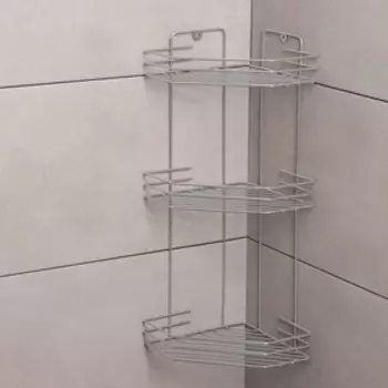 Полка для ванной угловая 3-ярусная, 20.520.552 см, хром