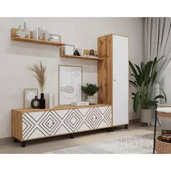 Полка HYGGE, 920х220х200, Дуб/Белый