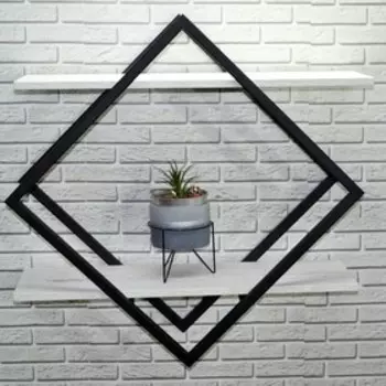 Полка настенная «Лофт» Rum, 707150707 мм, цвет дуб белый/чёрный муар