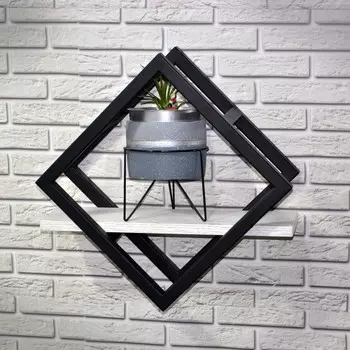 Полка настенная «Лофт» Rum, 400150400 мм, цвет дуб белый/чёрный муар