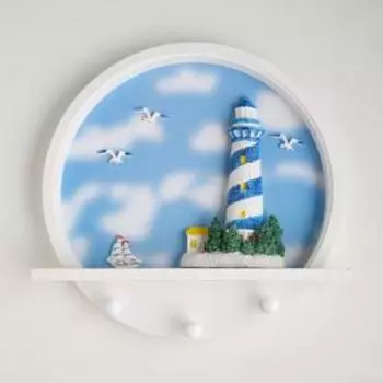 Полка "Маяк" с вешалкой, 3 крючка, 32*32*7см