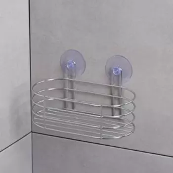 Полка для ванной Доляна, на присосках, 201010 см, хромированная