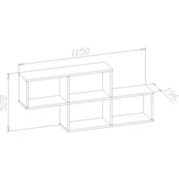 Полка настенная «ПК-3», 1150 196 520 мм, цвет дуб сонома