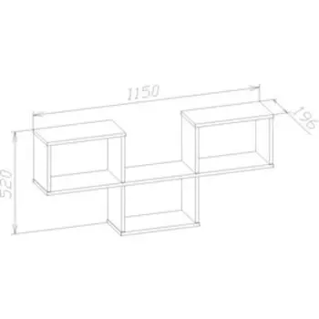 Полка настенная «ПК-5», 1150 × 196 × 520 мм, цвет дуб сонома