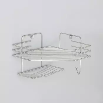 Полка настенная, с мыльницей, 202015,5 см, хром