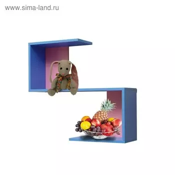 Полка навесная №2, 700200650 мм, цвет синий / розовый