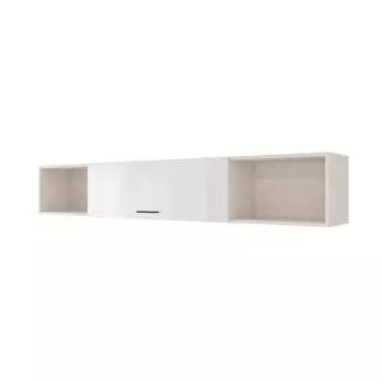 Полка навесная «Ненси», ЛДСП/МДФ, 203,2х31,6х33,2 см, цвет ясень/белый глянец