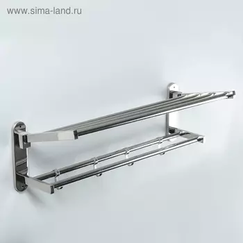 Полка откидная с держателем полотенец, 4 крючка, 572318 см