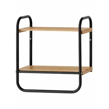 Полка подвесная OSAKA, в ванную комнату, с планкой для полотенца, чёрная