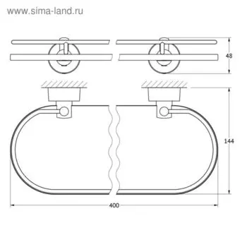 Полка с держателями, ширина 40 см, матовое стекло, хром