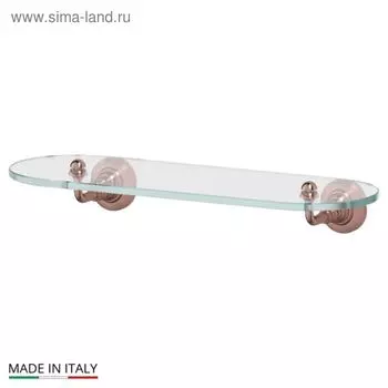 Полка с держателями, ширина 40 см, стекло, античная медь