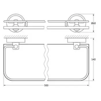 Полка с держателями, ширина 50 см, матовое стекло, хром
